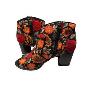 Crown Vintage 'Frankie' New Woman's Size 7 Embroidered Open Toe Ankle Booties